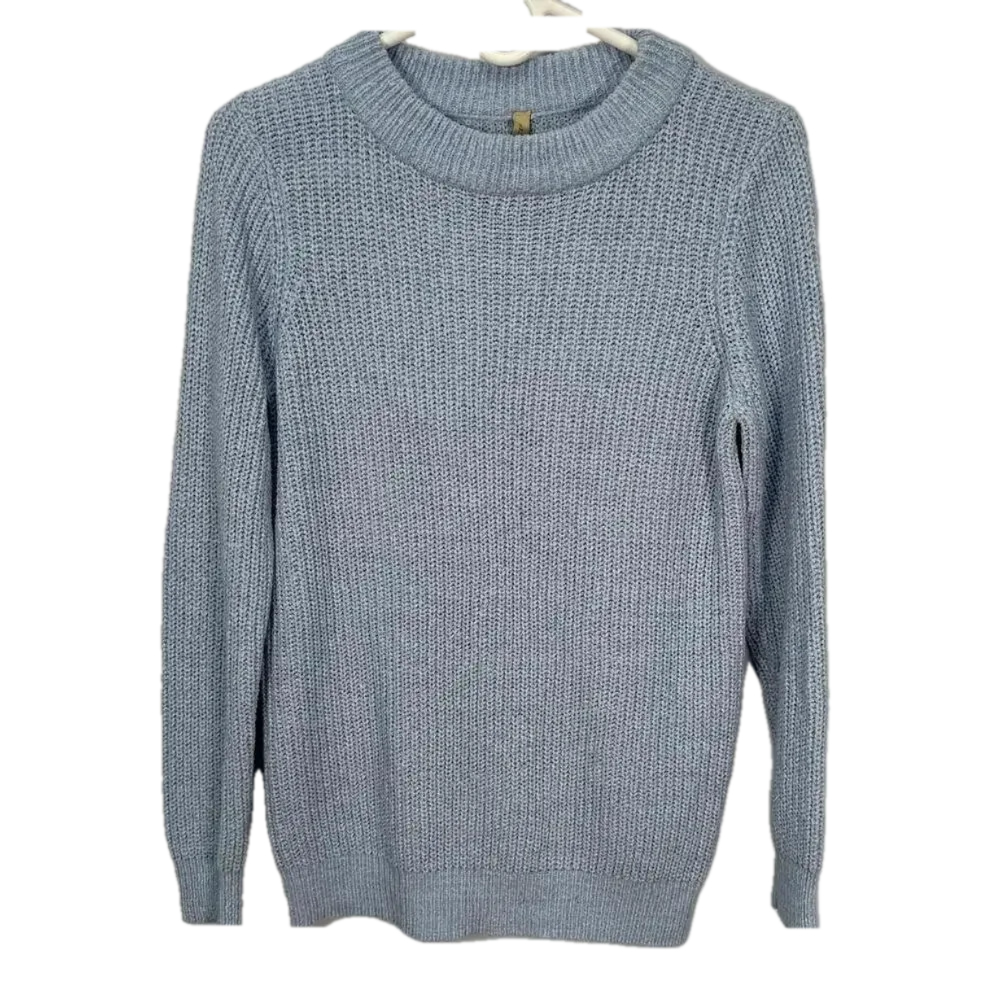 Baby Blue Minimal Coastal Knit Sweater Small